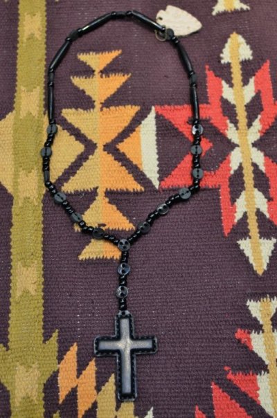 画像1: 【Rooster King&co./ルースターキング】　Black Cross Rosario Necklace　ブラッククロス ロザリオネックレス