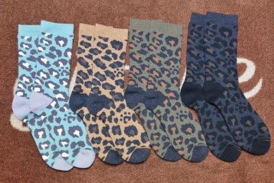 画像1: 【RoToTo/ロトト】　R1340　PILE LEOPARD CREW SOCKS