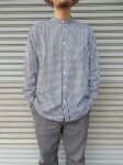 画像1: 【Manual Alphabet/マニュアルアルファベット】　”Bulging Fit”　GINGHAM BANDCOLLAR SHIRTS (1)