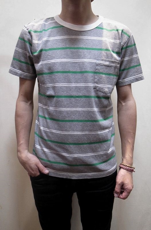 JIGSAW ジグソー MAD WEAVE PANEL BORDER POCKET TEE