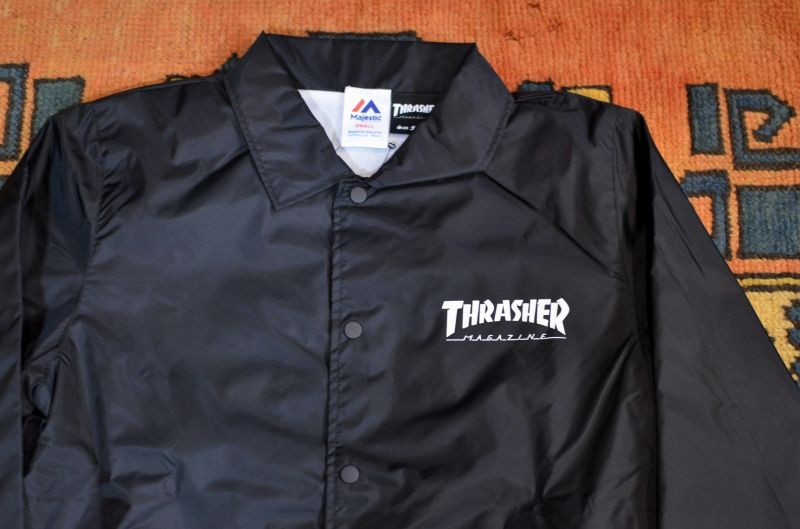 Thrasher ナイロン コーチジャケット 黒 M ボタン スケート